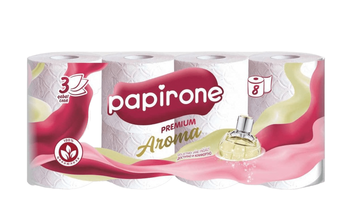 Туалетная бумага PAPIRONE 8 рулонов AROMA-1